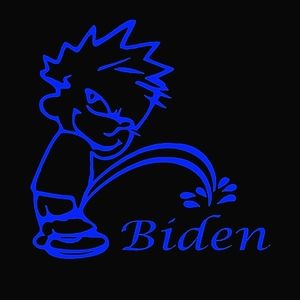 Blue 6Wx5.9H Piss On Biden Premium permanent vinyl decal